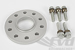 Wheel Spacer - 15 mm - Hub Centric - Anodized with Bolts - Silver - Sold Individually