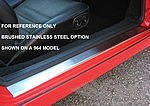 Door Sill Set 911 F / 912 / 911 G / 964 / 993 - Rennline - Stainless Steel - Black - Without Logo